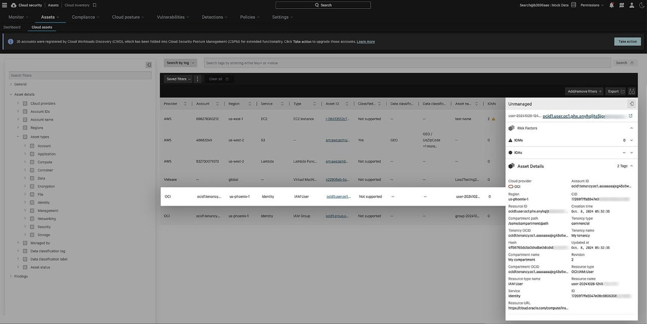 Figure 1. See detailed information on your OCI resources alongside resources from other cloud providers