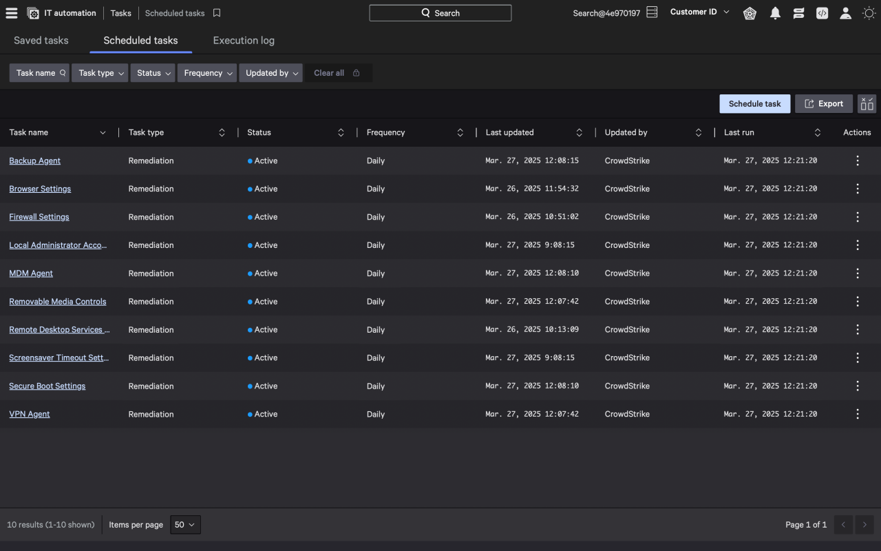 Figure 1. Customizable cross-platform baseline enforcement with Falcon for IT