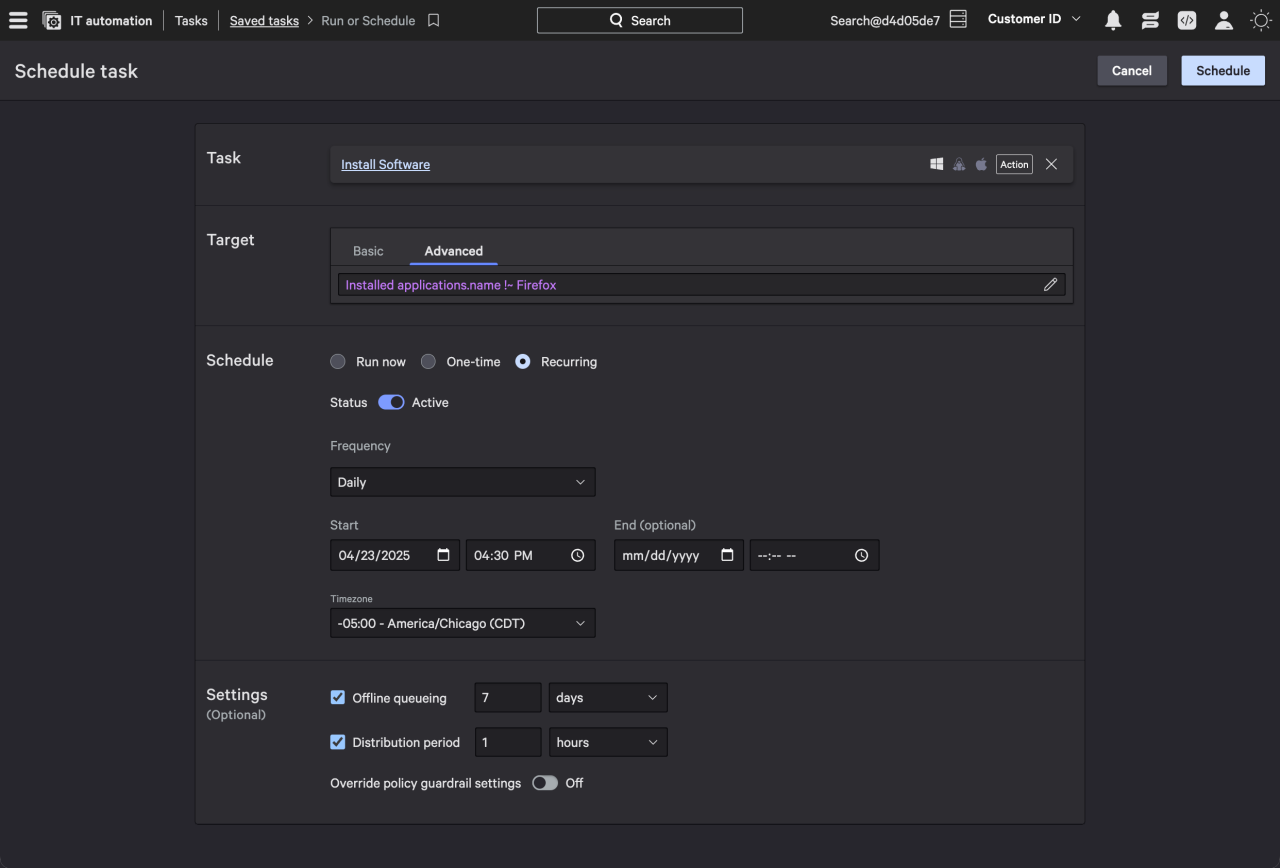 Figure 2. Automated actions for cross-platform remediation with Falcon for IT