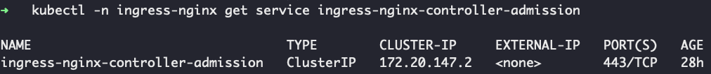 Figure 6. Output of executing command to identify if the admission controller is exposed to the internet
