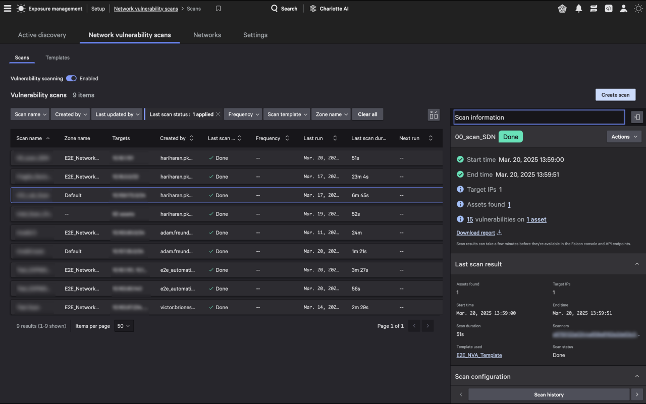 Figure 2. Falcon Exposure Management network vulnerability scan result detail panel